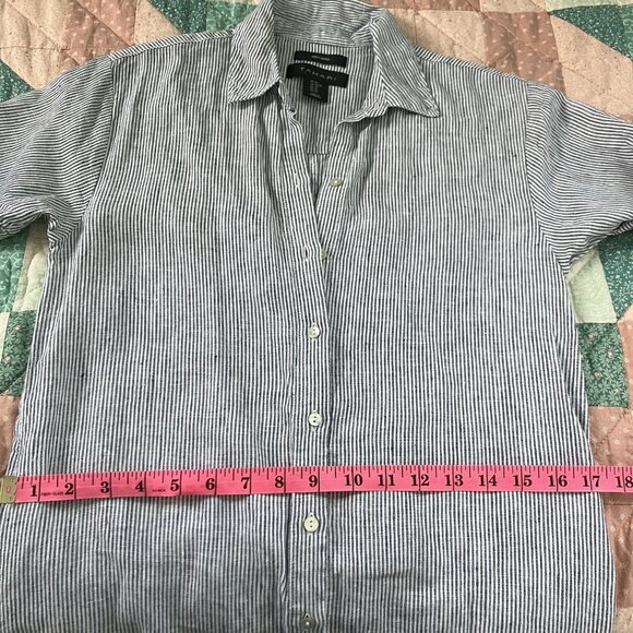 Tahari 100% Linen Shirt Dress Womens XS Stripe Coastal Beachy - Picture 5 of 9